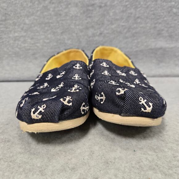 Toms Alpargata Navy Blue Anchor Print Flats Size 8.5 - Picture 3 of 8